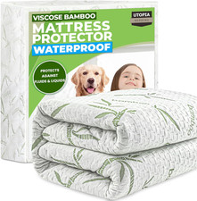 Waterproof Mattress Protector Queen Size Bed, Premium 200 GSM Bamboo Viscose Coo