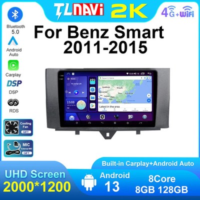 For Mercedes Benz Smart Fortwo 2011-2015 GPS Sat Nav Car Radio Multimedia Carplay 