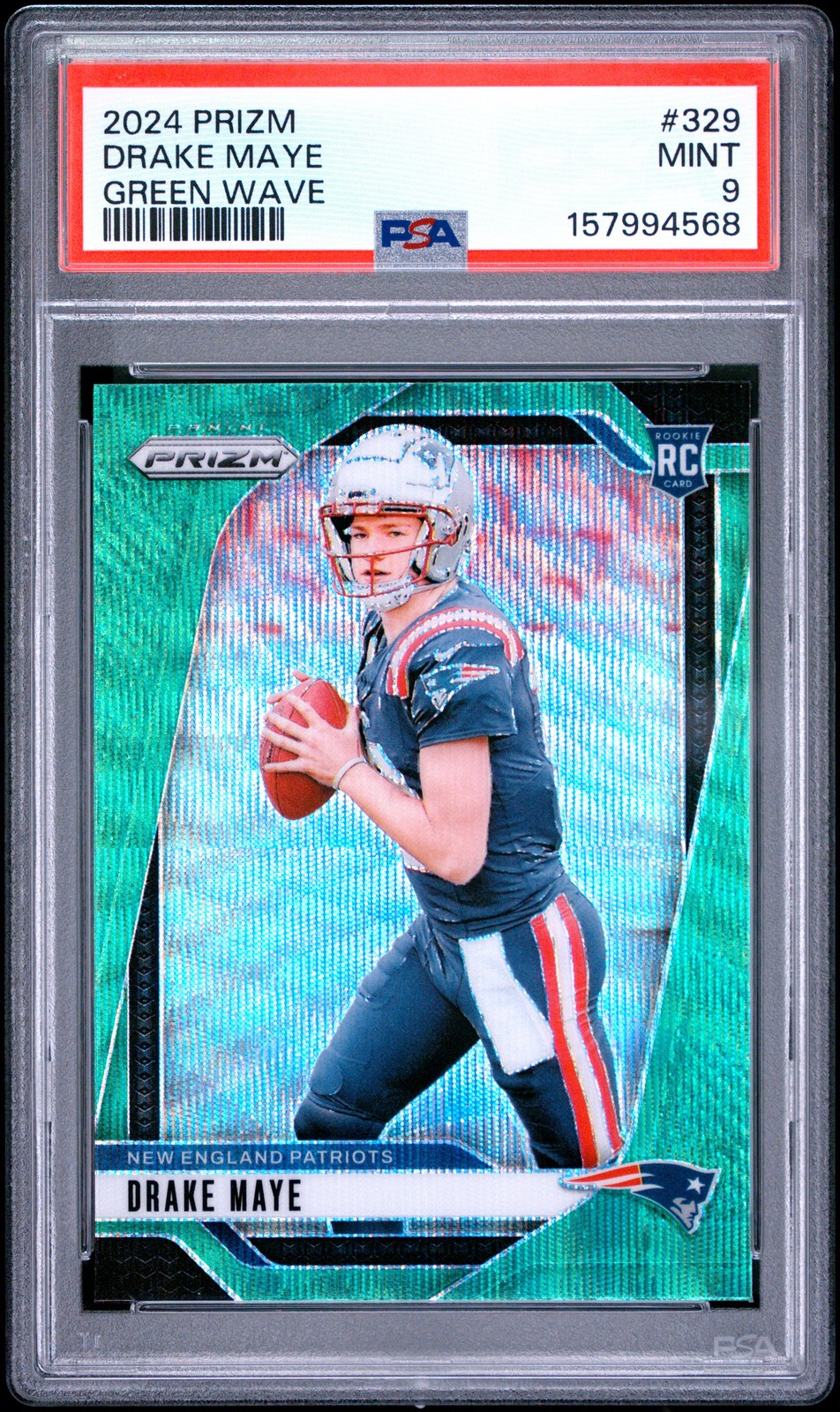 2024 PANINI PRIZM GREEN WAVE #329 DRAKE MAYE PSA 9