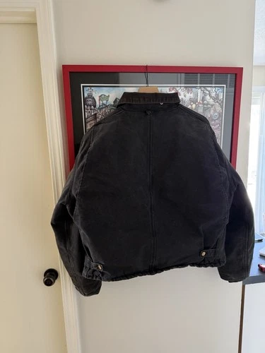 Vintage Carhartt J002 Arctic Black 90s Lined Canvas Workwear Jacket Size Mens L image 2