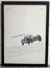 Framed Original Classic Car Ad For The Lotus Seven Series 2 From 1960 Framed Original Classic Car Ad For The Lotus Seven Series 2 From 1960