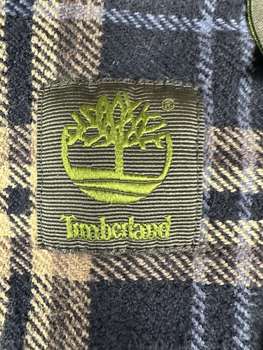 Timberland Shirt Mens Large Blue Tan Plaid Flannel Long Sleeve Button Workwear - Picture 6 of 12