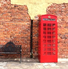 English Telephone Phone Booth - British Call Box Vintage Style Red Wooden