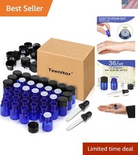 Mini 2ml Glass Vials - 36Cobalt Blue Essential Oil Bottles with Leak-Proof Caps