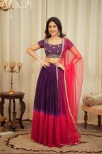Exclusive Look Purple Georgette Lehenga Choli With Dupatta For Women Wear