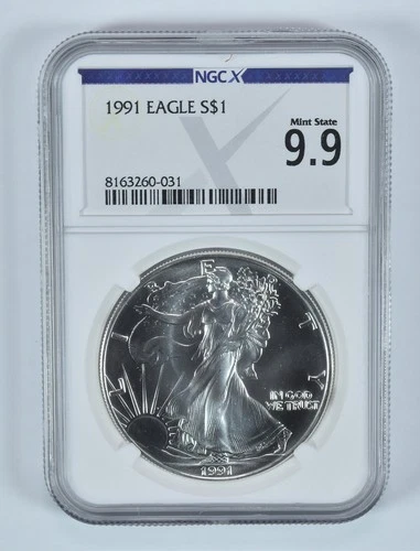 1991 American Silver Eagle Mint State 9.9 NGC X NGCX *2093