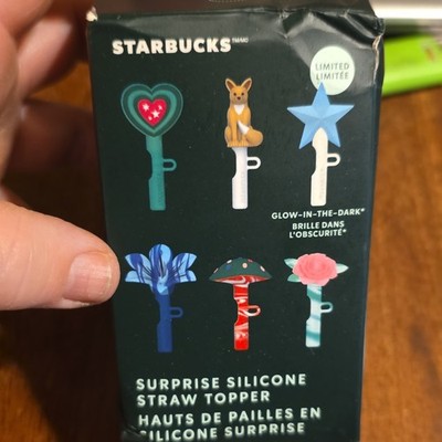 Starbucks Silicone Straw Topper Heart Design Teal Pink Coffee & Tea