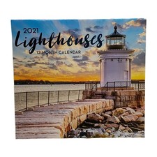 2021 Lighthouses 12-Month Wall Calendar Scenic Coastal Lighthouse Used