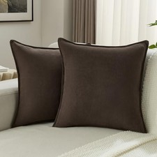 Chenille Throw Pillow Covers 18x18 Inch Set 18" x 18" Pack of 2 Dark Coffee