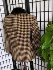 Doganay Vintage Jacke Kunstfellkragen Hundezahn Design 60% Wolle Größe 14