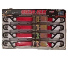  Erickson 1" x 10Ft 900 lb Ratcheting Tie-Down Strap RED (Pack of 4) #01418