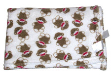 Baby Starters Sock Monkey White Blanket Full Body Brown Red Mouth 30x40 2013