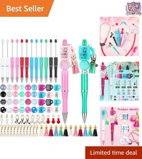 12 Nurse Beadable Pens with Vibrant Beads and Fun Tassels - DIY Fun