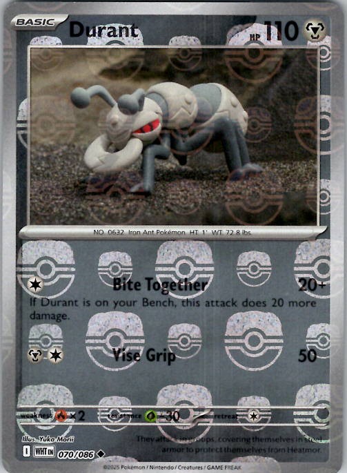 Durant (Master Ball Pattern) SV: White Flare 070/086 Holo NM