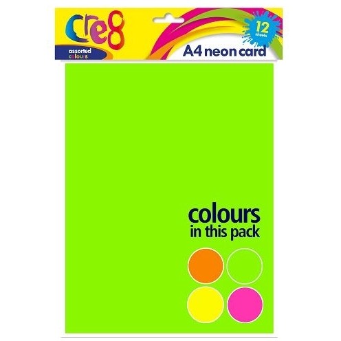 Martello Cre8 Neon Coloured Card A4 12pk