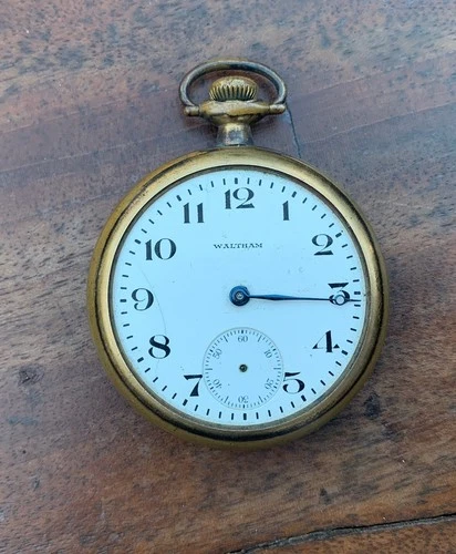 Antique Waltham AWW CO Pocket Watch Gold Filled Guaranteed 10 Years Parts Repair
