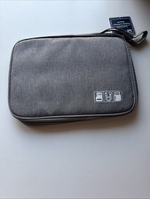 Electronics Organizer Travel Case Tech Bag for Cables Zip Grey New NWT