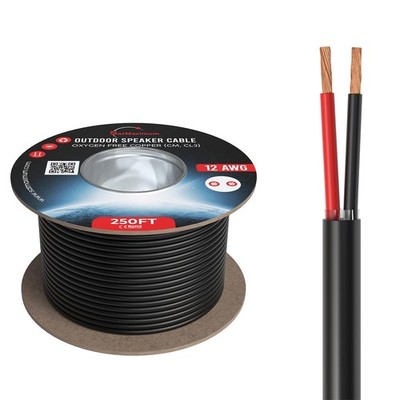 Cables Direct Online 250FT 12AWG Outdoor Speaker Cable Oxygen Free Copper 2-Cond
