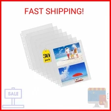 Sooez 30 Pack Heavy Duty Photos or Postcards Page Protectors, Plastic Clear Phot