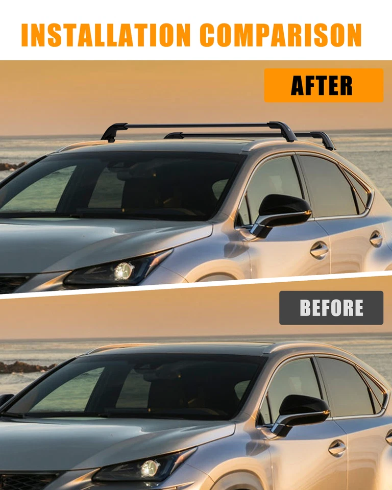 Barras transversales bloqueables para barras de carga techo negras Lexus Nx 200t 300 300h 2015-2021 Foto 2 de 4