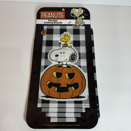 PEANUTS SNOOPY 4 HALLOWEEN KITCHEN FLEXIBLE CUTTING BOARDS 8” X 11” Pumpkin NEW