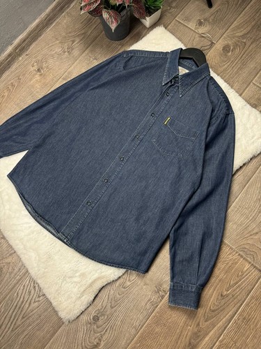 Armani Jeans Vintage Denim Shirt Long Sleeve Blue Men's Size M - Picture 2 of 5