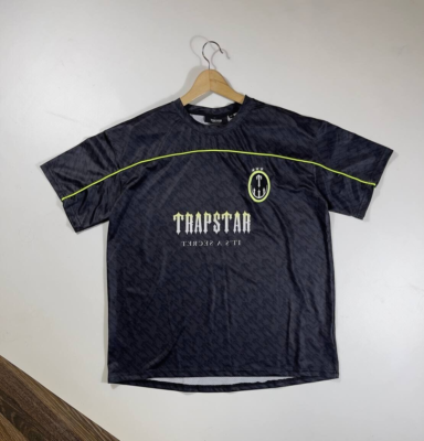 Trapstar Football Jersey T-Shirt in Black/Lime Size M Men's