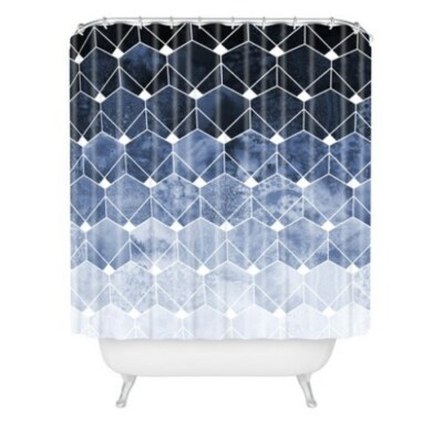 Deny Designs Blue HEXAGON AND DIAMONDS Shower Curtain, 72'' x 69'' NEW