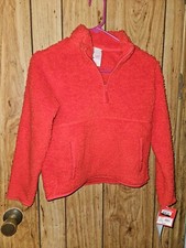 L 10/12 Kids Wondershop Red shearling pullover family pajamas top Xmas