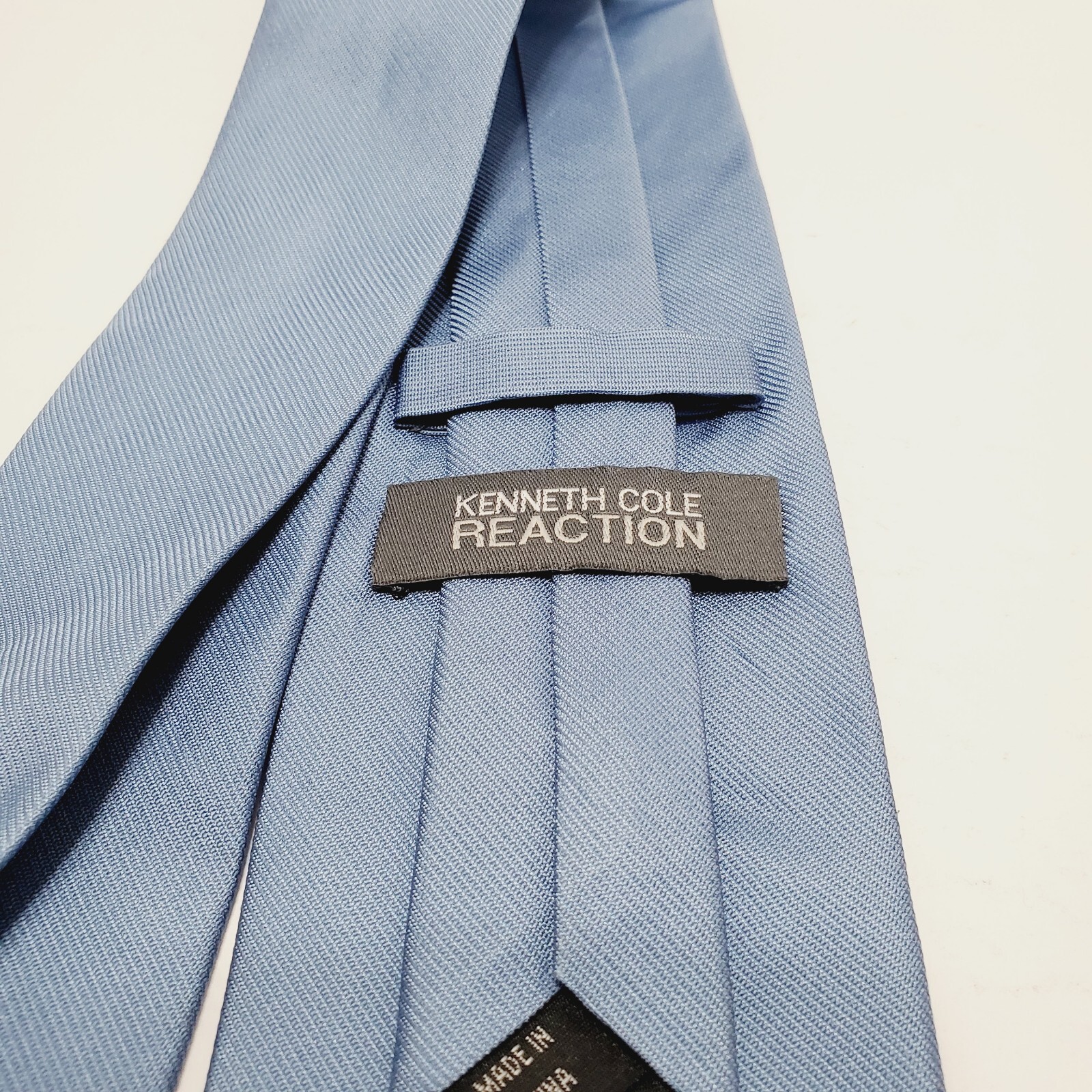 Kenneth Cole Necktie Solid Blue Pattern Men's Sil… - image 3