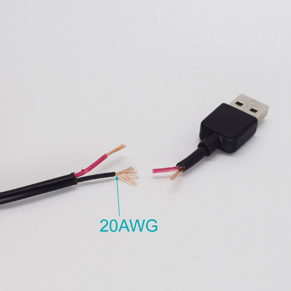 5pcs 1M/3.3FT USB 2.0 Male to 5.5x2.1mm Male 20AWG DC Power Charger Cable - Image 3 of 4