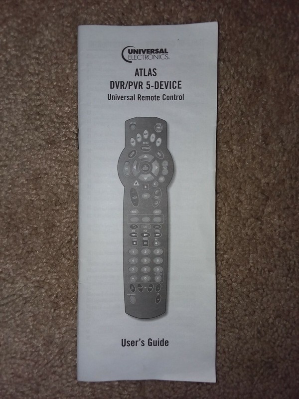 ATLAS DVR/PVR 5-DEVICE Universal Remote Control ~ User's Guide Only