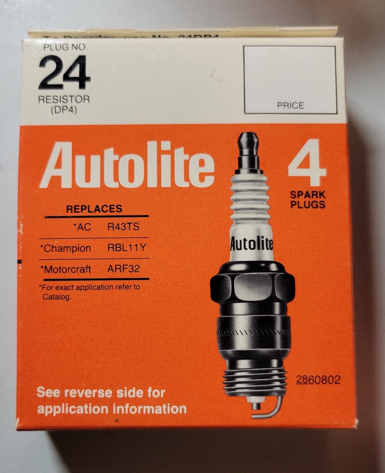 Vintage Autolite 24 Spark Plugs Set Of 4. New Old Stock. Factory Sealed. 2860802