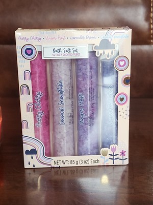 Bath salt set of 4 scented Tubes BRAND NEW SEALED