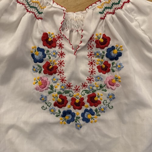 Hungarian Embroidered Baby Toddler Girls Blouse Shirt Cotton Handmade Floral 2 - Picture 2 of 5