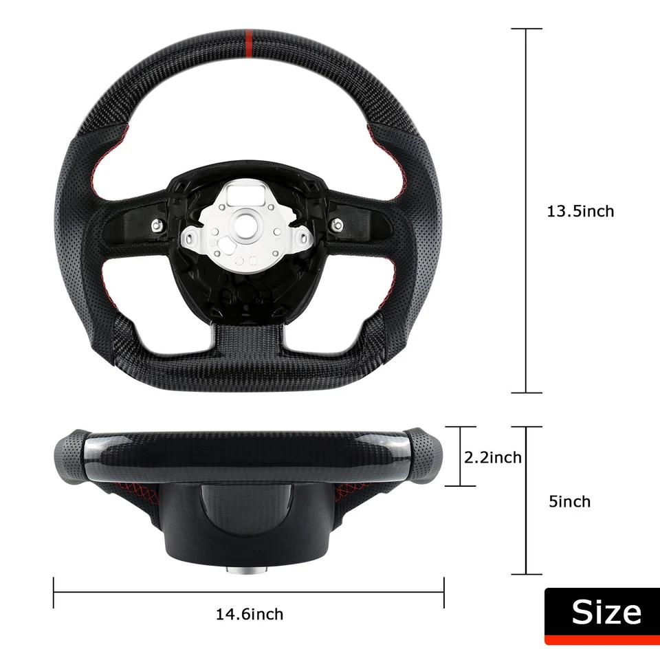 Volante de fibra de carbono real LOSCHEN para Audi S5/S4/A5/A4 B7 2008-2010 Foto 2 de 4