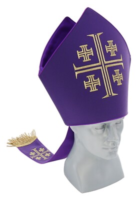 Purple Violet Bishop's Miter Mitre Vestment Mitra Morada Viola Violette M723F