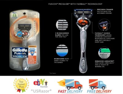 Gillette Fusion Proglide Flexball Razor Silver touch Shaver handle Blade Refill