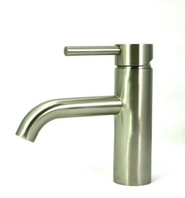BATHROOM BASIN MIXER TAP CURVED SPOUT SATIN NICKEL PVD WELS WATER RATING