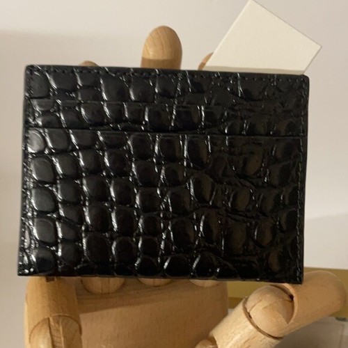 🐼💦 Tory Burch 🐼💦 Robinson Cuero Repujado Estuche para Tarjetas Cartera Negro 🐼 D12o5 - Imagen 6 de 6