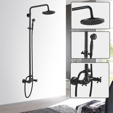 Shower Faucet System 8"Round Rainfall Shower Head W/Hand Spray Oil Rubbed Bronze