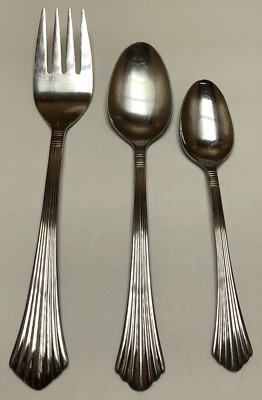 Lot Of 3 Farberware Stainless HERON Oval Soup Spoon Teaspoon Meat Serving Fork 