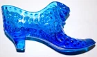 Vtg Fenton Hobnail Glass Shoe Cobalt Blue Cat Head Kitty Heeled Slipper FreeS&H