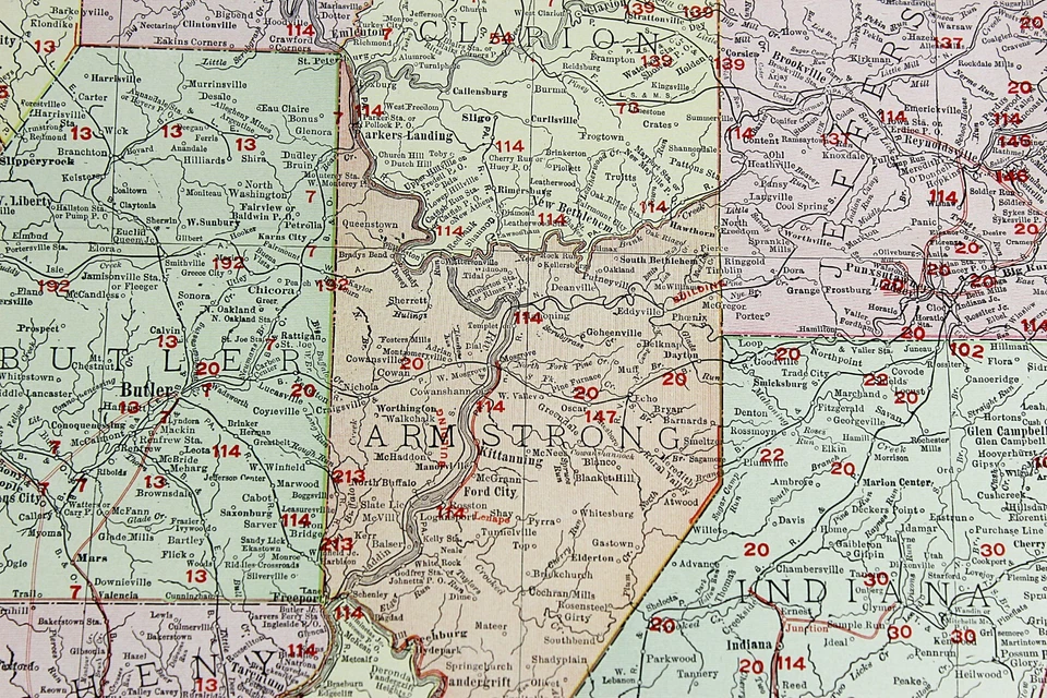 Mapa de Pennsylvania Rand McNally 1901 ferrocarril RR ciudad de negocios folio grande Foto 4 de 4