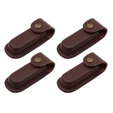 4pcs Leather Sheath Pocket For 5" Belt Carrying Multi Tool Folding Knife Case