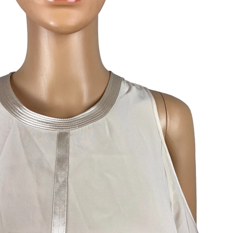 Elizabeth And James Nude Beige Cold Shoulder 100% Silk Top Blouse Size Small - Image 4 of 4