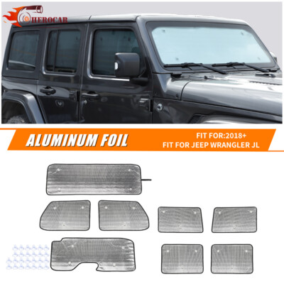 Windshield Sunshade Side Window Sun Shade Sunscreen For Jeep Wrangler JL 2018+