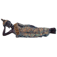 Statua Buddha Thailandese Sakyamuni Sdraiato Coricato Stile Antico Orientale