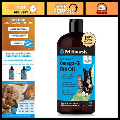 Premium Salmon Oil for Dogs & Cats - Vet Recommended, 32oz - Omega 3 Fatty Acids
