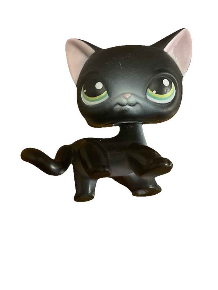 Authentic LPS #336 Black White Siamese Green Eye Cat Shorthair